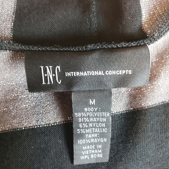 NWOT INC Black Stripe Sweater Cardigan 2 In 1 Women’s Size M - Picture 9 of 10